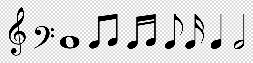 Music Notes - Vector Illustration - Isolated On Transparent Back
