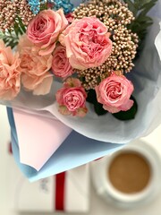 pink rose and gift box
