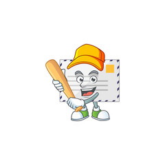 cartoon design concept of letter playing baseball with stick