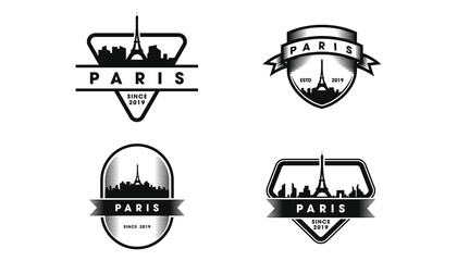 Obraz premium Paris Badge Logo. Paris skyline and landmarks silhouette vector