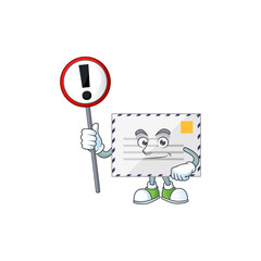 Caricature picture of letter holding a sign