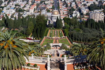 Bahai Gardens top view in Haifa, Israel