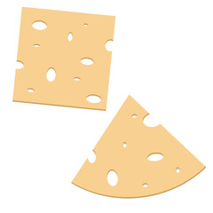 Pieces of cheese on a white background. Vector illustration