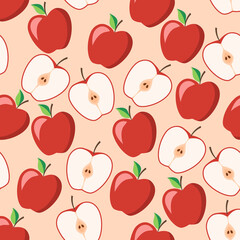 Apples seamless pattern. Vector illustration.