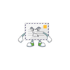 cartoon drawing of letter showing angry face