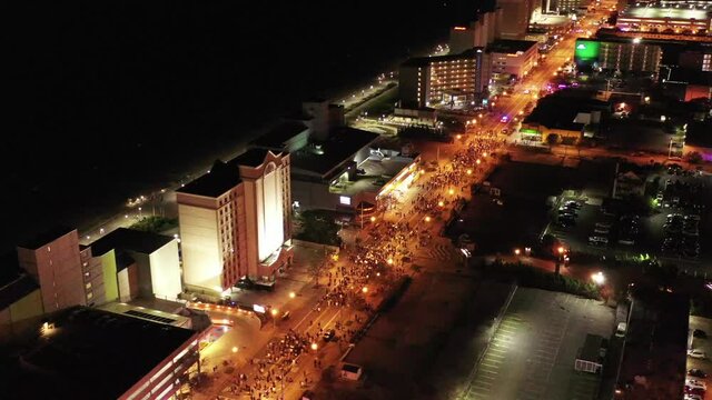 Top Aerial overhead shot on Protesting people in Virginia Beach