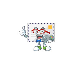 Cartoon mascot design of letter play a game with controller