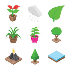 Pack Of Nature And Plants Flat Icons
