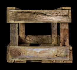 Wooden intermediate bulk containers with black background