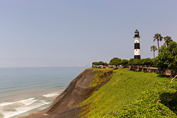 La Marina Lighthouse (Faro La Marina) view at Miraflores district of Lima, Peru