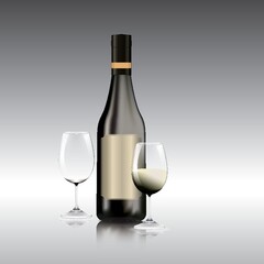 Wine bottle and glasses