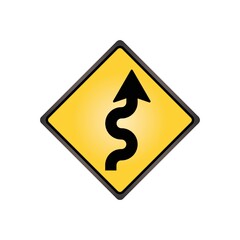 Right-sided winding road sign