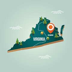 Virginia map with capital city