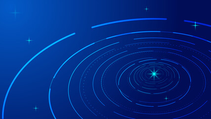 Glowing rotating lines and digital, internet technology big data background