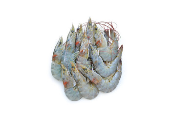 Raw fresh shrimps isolated on white background