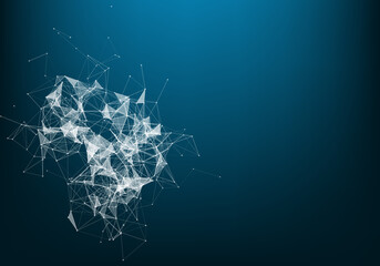 Abstract 3d Vector futuristic dots and lines. computer geometric digital connection structure. Futuristic black abstract grid. Plexus with particles. Intelligence artificial