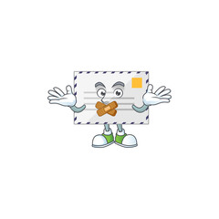 Letter Cartoon drawing design making a quiet finger gesture