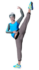 3D Rendering Senior Woman on White