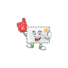 Letter Cartoon character design style with a red foam finger