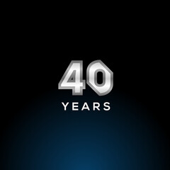 40 Years Anniversary White Number Vector Design