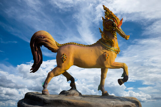 Himmapan animal statue in temple Thailand.
