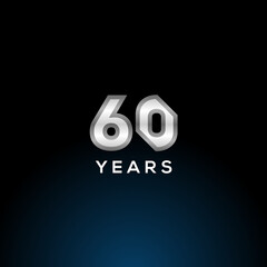 60 Years Anniversary White Number Vector Design