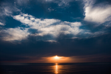seascape with sunset and clouds view