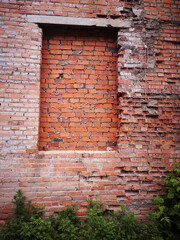 Fototapeta na wymiar brick wall with graffiti, old times