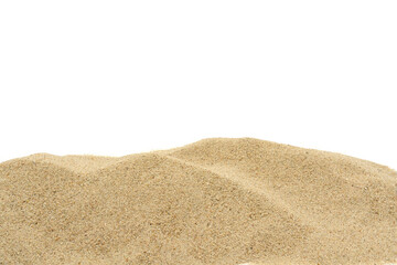 Naklejka na ściany i meble A pile of dry beach sand. Sand dune isolated on white background