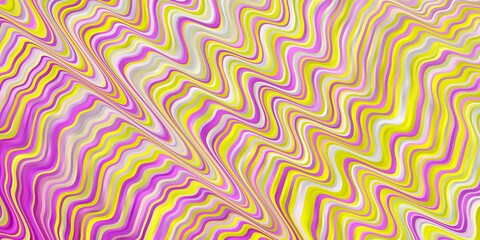 Light Pink, Yellow vector texture with circular arc. Colorful illustration in abstract style with bent lines. Pattern for ads, commercials.