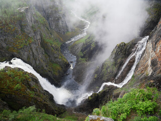 Voringfossen waterfall in Hardangervidda national park