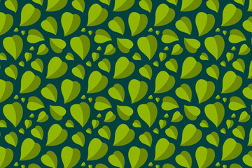 Leaf pattern on green. Green leaves background