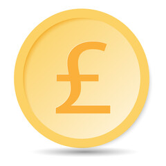 Currency symbol, Pound coin or Gold symbol of coins for mobile applications. Isolated on white background.
