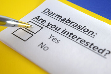 Fototapeta premium One person is answering question about dermabrasion.
