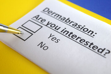 Fototapeta premium One person is answering question about dermabrasion.