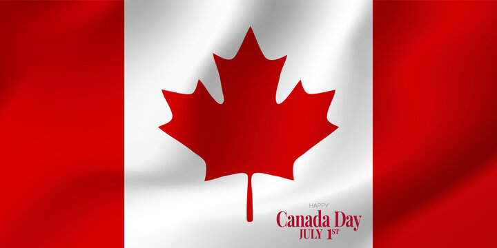 Canada day background. July 1st national holiday. Banner or advertising poster. Canadian flag with maple leaf. Vector illustration.