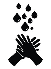 Hand Washing Icon Black Pictogram Illustration. EPS Vector.