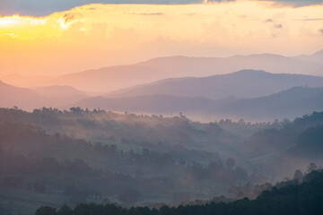 Obraz premium nature mountains forest clouds sunset in Chiang Mai Thailand