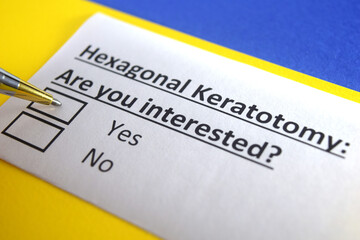 One person is answering question about hexagonal keratotomy.
