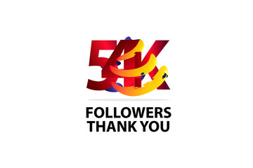 54K, 54.000 Followers Thank you logo  Sign Ribbon Gold space Red and Blue, Yellow number vector illustration for social media, internet - vector