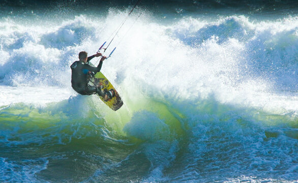 kite surfing on the atlantic ocean