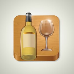 Wine bottle and glass