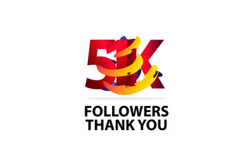51K, 51.000 Followers Thank you logo Sign Ribbon Gold space Red and Blue, Yellow number vector illustration for social media, internet - vector