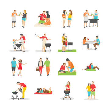 Outdoor Couples And Picnic Icons 