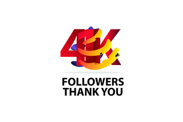 41K, 41.000 Followers Thank you logo Sign Ribbon Gold space Red and Blue, Yellow number vector illustration for social media, internet - vector