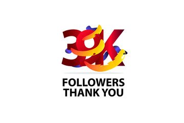 39K, 39.000 Followers Thank you logo Sign Ribbon Gold space Red and Blue, Yellow number vector illustration for social media, internet - vector