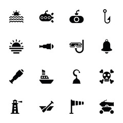 
Seaside and Watercraft Glyph Vectors Set 
