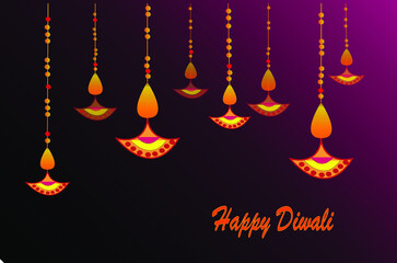 Illustration of lamps to represent  Indian festival Diwali