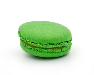 Colorful green macaroon on white background. clipping path