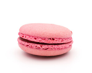 Colorful pink macaroon on white background. clipping path